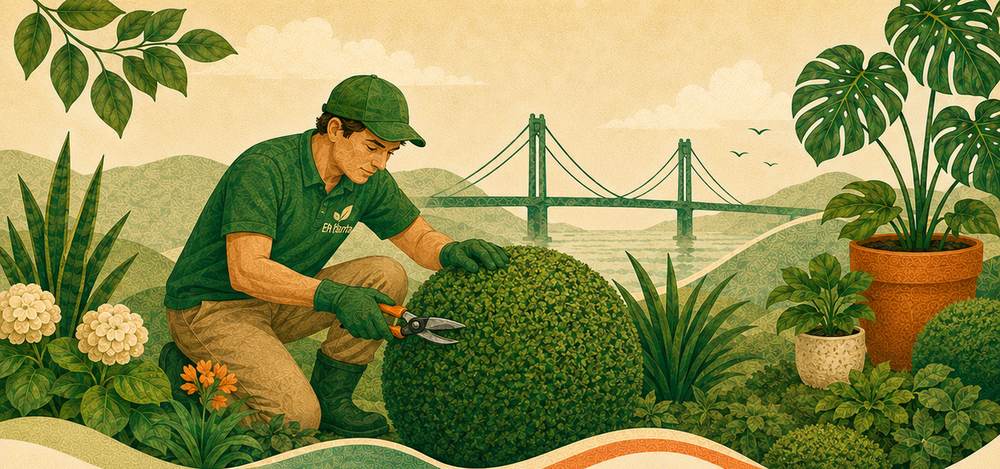 Ilustração de jardinagem profissional em Florianópolis